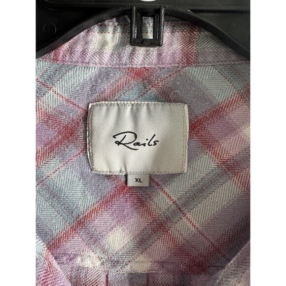 Rails Women's Teal Lavender Rose Hunter Long Sleeve Flannel Shirt Size XL - Picture 4 of 6